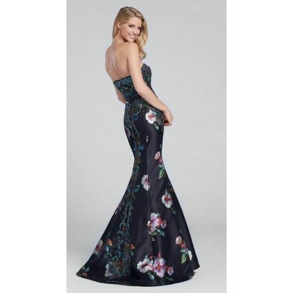 Ellie Wilde Grad Prom Dress EW117149 Black/Multi - Picture 2 of 6